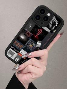 1 Stück Löwen Kreuz Muster stoßfeste & sturzsichere TPU Weich-Gummi Handyhülle, modische schwarze Farbe, schlicht aber luxuriös, unisex, kompatibel mit Apple 17, 16, 15, 14, 13, 12, 11, XS, XR, X7/8 Mini Plus Pro Max