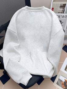 1件女童長袖圓領套頭衫，印有「復古花卉印花」圖案，舒適時尚休閒，適合年輕女孩/青少年女孩/青少年的秋冬新款上衣 - 淺灰色 - 查看 4