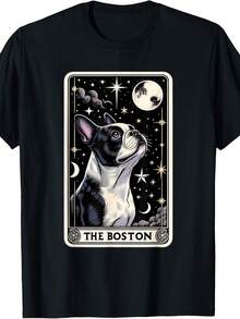 Boston Terrier Tarot Card Star With The Moon  Wo Kids T-Shirt - Style 14 - View 1