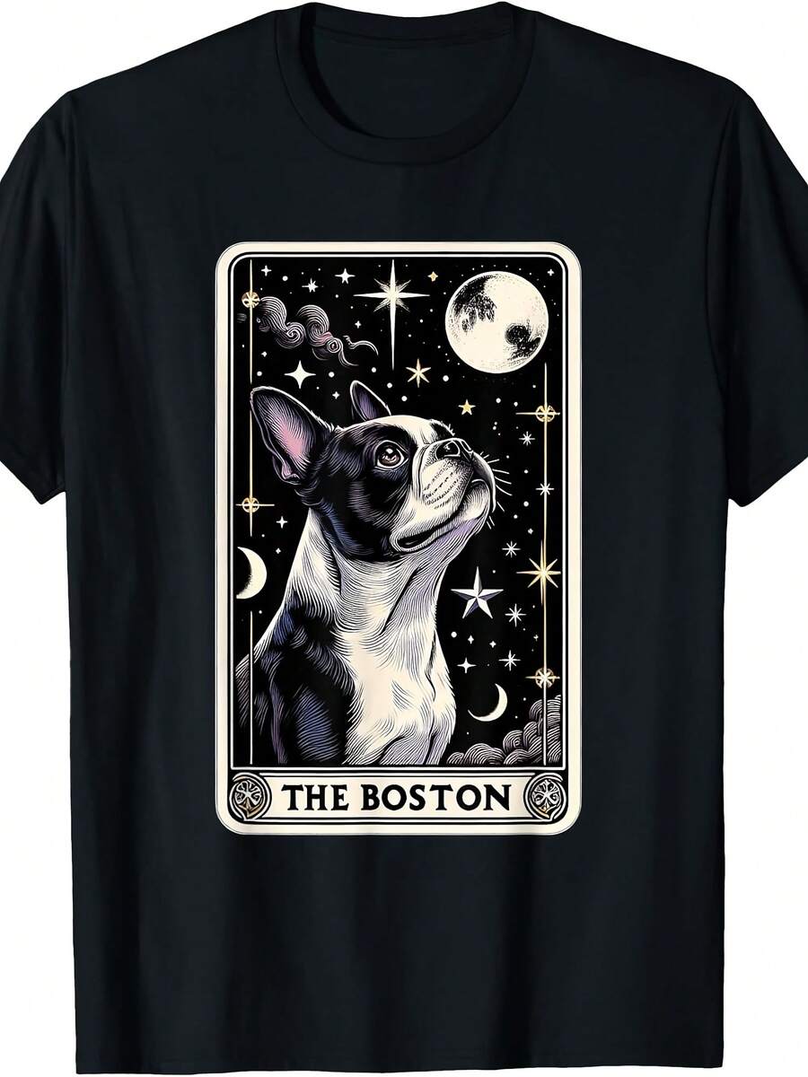 Boston Terrier Tarot Card Star With The Moon Wo Kids T-Shirt - Style 14 - View 1
