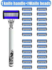 Men's Manual Safety Shaver, With 6 Layers Of Sharp Blades, Smooth Shaving, Ergonomic Manual Labor Knife Holder Design, Providing A Refreshing Shaving Experience. This Is A Men's Shaving Tool That Is Easy To Clean And Install, Affordable, And Durable.