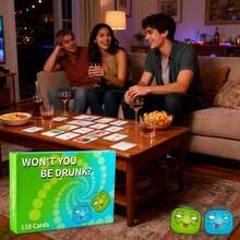Adult Fun Drinking Game Card, Portable Party Not Drunk Card, Fantasy Green Spiral Design 110 Paper Accessories Suitable For Social Gathering Bars, Game Night Suitable For Over 18 Years Old - 1 - View 4
