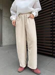 FRIFUL Pantalones rectos de ajuste holgado y casual para mujer, versátiles para uso diario, con forro polar para primavera/otoño