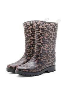 1双女士中筒雨靴，时尚骑行款防水套鞋，轻便户外花园橡胶靴 - 彩色 - 查看 15