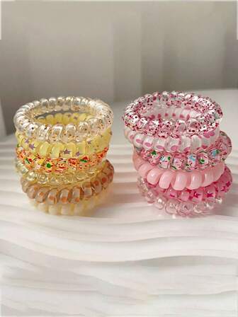 12 Stück/24 Stück Farbverlauf Haargummis, nahtlose elastische Haarbänder, lässiger Blume Muster TPU Haaraccessoires für Frauen, Haargummis, Haargummis, Haargummis, Scrunchies, Haarseile