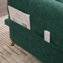 Divano da soggiorno con porte USB, porta cellulare e tasca laterale, divano multifunzionale a 2 posti con regolazione a 3 vie, divano pieghevole moderno, tessuto in ciniglia, per soggiorno e camera degli ospiti