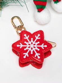 1Pc Christmas Bag Decorations, Snowflakes, PU Small Items, Earphones, Coins, NFC Card Storage Bag,Christmas Coin Purse​​ Keychain Christmas Themed Charm 2025 New Money Pouch Compatible With Airtag & Wallet Cute Keychain Mini Pouch Wallet With Zipper Gift For Girl Women For Women Wallet Mini Wallet Purse