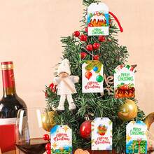 6 Pcs Christmas Wooden Pendants Festive Letter Present Boxes Pattern Tree Hanging Ornament For Home Party - Colorful - View 3