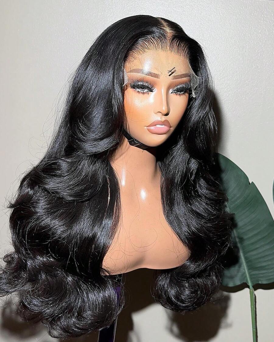 250% Density 13x6 HD Lace Front Wig Body Wave Lace Front Wigs Human Hair 100% Brazilian Human Hair Wig Natural 13X4 5x5 Glueless Full Edges Lace Pre-Plucked Lace Wig With Baby Hair For Women Ear To Ear Swiss HD Lace For Natural Looking Halloween Season - Natural Black - 查看 1