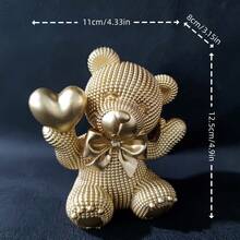 1 pezzo Adorabile statua di orso a pois, che tiene un cuore e con accenti colorati, regalo ideale per matrimonio/San Valentino, adatto per decorazione del soggiorno, libreria, ufficio, decorazione domestica a tema orso, elegante decorazione per le feste, disponibile in 3 colori