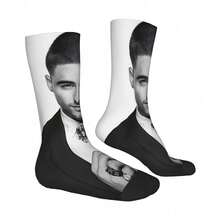 Maluma Men'S Fashion Socks - Black & White Contrast Design With Bold "MALUMA" Print, Comfortable Polyester Blend, Perfect For Casual Attire, Home & Outings, Stylish And Durable, Everyday Socks | Bold Print Socks | Knit Construction, Cute Socks - 彩色 - 查看 6