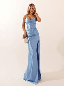 Corset Dress With Braided Back - Baby Blue - View 5