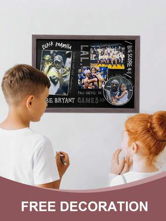 Creative Chalkboard Message Board Set - Wooden Frame Magnetic Blackboard With Stand + 6 Colorful Magnets + 1 White Chalk Pen - Practical Home Decor Message Board