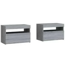 vidaXL 2 Stück Nachttische mit LED-Beleuchtung, Grau Sonoma, 60x35x40 cm - Grigio - Visualizzare 3