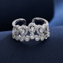 1 szt. luksusowy pierścionek z koroną w stylu vintage, elegancki pierścionek niszowy dla kobiet