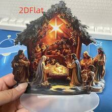 2D亚克力耶稣诞生场景展示架 - 适用于家居和办公室装饰，理想的节日礼物，无需用电 - 彩色 - 查看 6