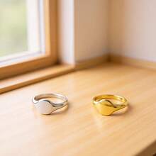 1pc Minimalist High Polished Round Ring, Unisex Couple Fashion Personalized Finger Ring, Hip-Hop, Non-Fading - Silver - View 4