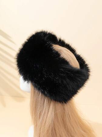 1 pieza Cuello y diadema elástica de unicolor y esponjoso para mujer, versátil para otoño/invierno, adecuado para uso diario, casual, deportivo, viajes y transporte, accesorio de invierno para el cabello, cálido pañuelo para la cabeza