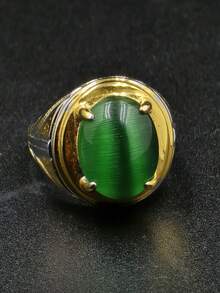 1 pieza Anillo vintage de acero inoxidable con piedra natural, anillo apilable para nudillos/medio dedo para mujeres/niñas, adecuado para uso diario, regalo para amante, amigo, familia, hermana, cumpleaños, graduación, fiesta, vacaciones