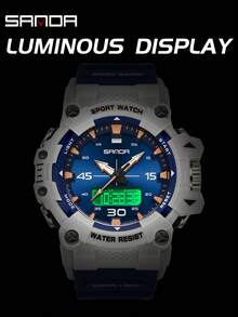 SANDA. SANDA New 6291 Fashion Student Sports Electronic Watch Multi Functional Waterproof Timing Student Electronic Watch - White - View 3