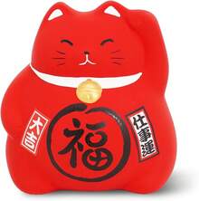 Banko Ware Maneki-Neko - Hucha de cerámica - Gato de la suerte, bonita y gordita tradicional japonesa - Rosa - Ver 14