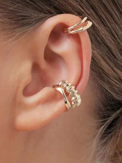 3 Pcs/Set Non Piercing Gold Ear Cuffs Thin Cubic Zirconia Huggie Hoop Cartilage Earring Ear Cuffs For Women Jewelry Gift