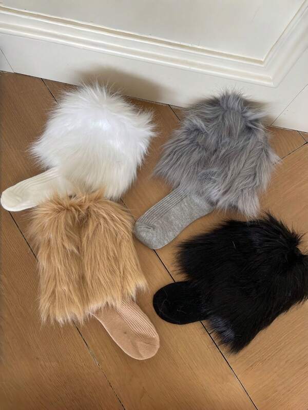 1 Pair Women's Winter New Socks, Fashionable Warm Thick Mid-Calf Socks With Fluffy 3D Texture, Y2K Casual Socks