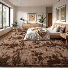 Merry Christmas Winter Soft Plush Shag Rug 5x7, Ultra Fluffy Rug For Living Room Bedroom, Non-Slip Fuzzy Large Area Rug For Living Room, Carpet For Girl Boy Kids, Modern Indoor Home Decor Aesthetic, Black - 咖啡棕 - 查看 3