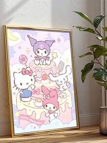 1 件无框 Sanrio 可爱海报家居装饰高品质印刷品，经典装饰艺术风格，可直接悬挂于客厅、卧室、节日派对和室内装饰、电影墙壁艺术、卧室艺术品、精致美学、纹理饰面 - 彩色 - 查看 19
