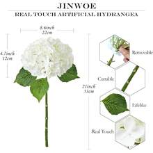 White Flowers Hydrangea Artificial Flowers, 4Pcs Outdoor Large 21" Royal Real Touch Latex Silk Flowers Faux Hydrangea, Lifelike Fake Flower For Spring Wedding Bouquet Table Centerpieceshalloween - Trắng/Xanh lá cây - Xem 5