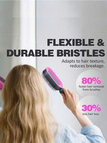 易清洁发梳 - 创新一键清洁梳，温和呵护秀发；柔韧球形刷毛抚平毛躁，轻松梳理，轻柔按摩头皮；符合人体工学的防静电手柄 - 彩色 - 查看 5