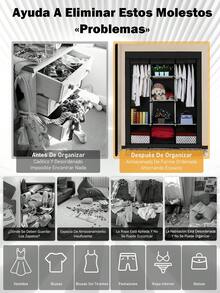 170*130*45cm Grande Estantes de armario, Armario Triple portátil con cubierta de tela, Organizador de ropa independiente grande para dormitorio y Sala Closet Armario Armable Organizador 3 Puertas Entrepaños Base Aluminio Closet Armable Ropero Rack Guardaropa Recamara Organización, Bonito, Práctico Y Resistente. Armario Plegable Organizador de Ropa Estanterías del armario, decoraciones de Halloween, disfraces de Halloween, decoración de otoño, decoración de festivales - Negro - Ver 10