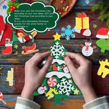 24PC Felt DIY Christmas Plush Tree Craft Kit - Festive Handmade Decorations Including Various Ornaments (Snowmen, Candies, Stockings). Suitable For Families, Parties, Weddings, Birthdays, Anniversaries, Graduation Ceremonies, Carnivals, Christmas, Halloween, Thanksgiving, Valentine's Day. Ideal For Indoor Decor, And Power-Free Halloween/Christmas Events & Party Supplies.