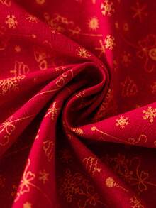 MineLain 1pc Red & Gold Jingle Bell Rectangular Tablecloth, Christmas Red Dining Table Cover, Red Lace Decor, Washable, Suitable For Coffee Table, Nightstand, Cabinet, Dining Table, Farmhouse Home Decor, Ideal For Kitchen, Dining Room, Gathering, Party, New Year Decoration, Christmas Gift And Supplies, Christmas Decor, Autumn Decor, Merry Christmas - Red - View 13