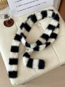 1条女士蓬松条纹针织围巾 - 时尚Y2K加厚围巾，适合冬季、学生、通勤/办公、街头风、角色扮演、派对、节日氛围等场合，魅力少女围巾（随机标签）