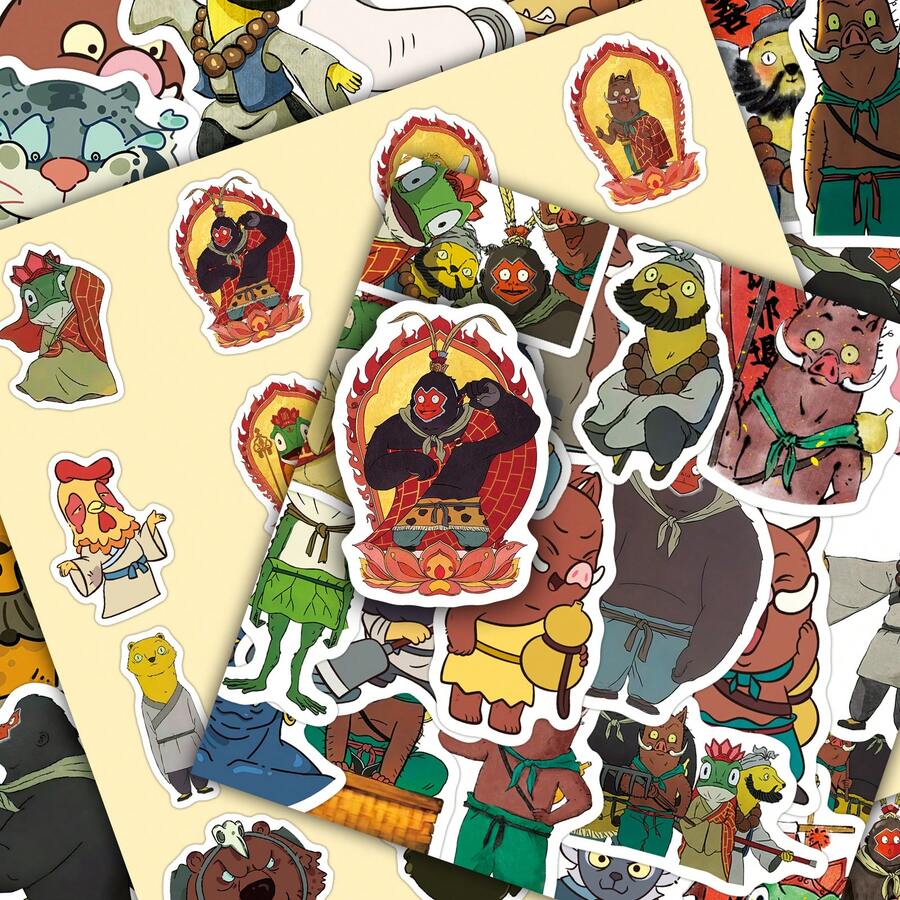 50pcs Cartoon Animation Cute Monster Doodle Decorative Envelopes, Calendars, Scrapbooks, Wall Stickers