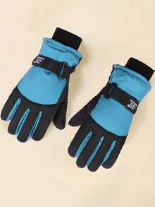 1双保暖加厚防水冬季儿童滑雪手套及配套亲子滑雪手套