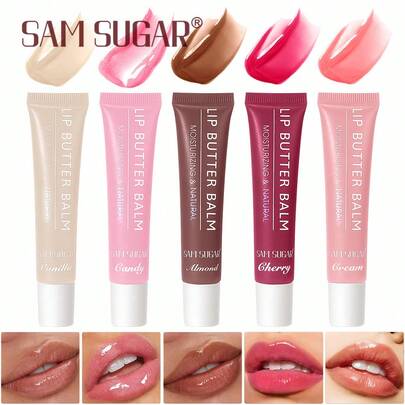 SAM SUGAR SAM SUGAR 5-Color Moisturizing Lip Butter, Glossy Lip Gloss, Liquid Lipstick, Suitable For All Skin Tones, Nourishing & Hydrating, Enhances Complexion, Great Gift Choice