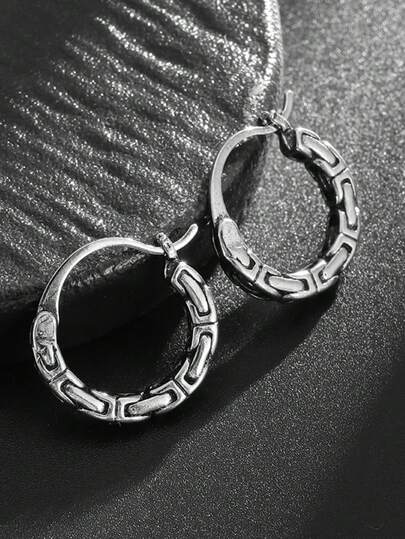 SeuSuk 1对复古朋克风链条耳夹耳环，时尚派对休闲饰品，男士礼物