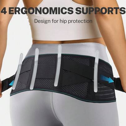 Justerbart höftbälte för män och kvinnor - Andningsbart stöd för ländrygg och höft, perfekt för sport och daglig användning, ergonomiskt stödbälte