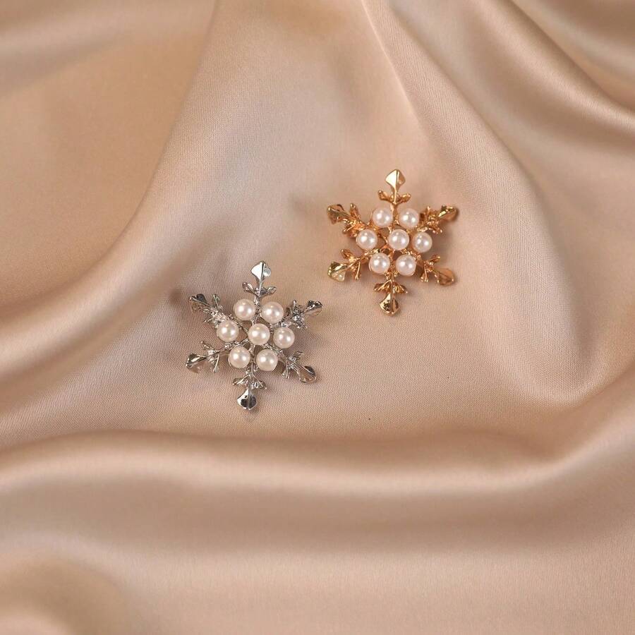 Waist Pants Skirt Waist Smaller Anti-Light Buckle Pearl Pin Fixed Clothes Button Brooch Silk Scarf Buckle Geometric Modeling - 56# 銀色 - 查看 1