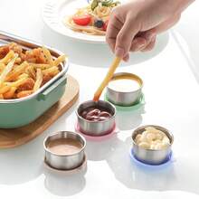 Small Leakproof 3/6x1.6oz Reusable Stainless Steel Salad Dressing Containers With Lids - For Lunch Boxes, Sauce Containers, Picnics, Travel Meal Prep And Kitchen Storage - Multicolor - View 2