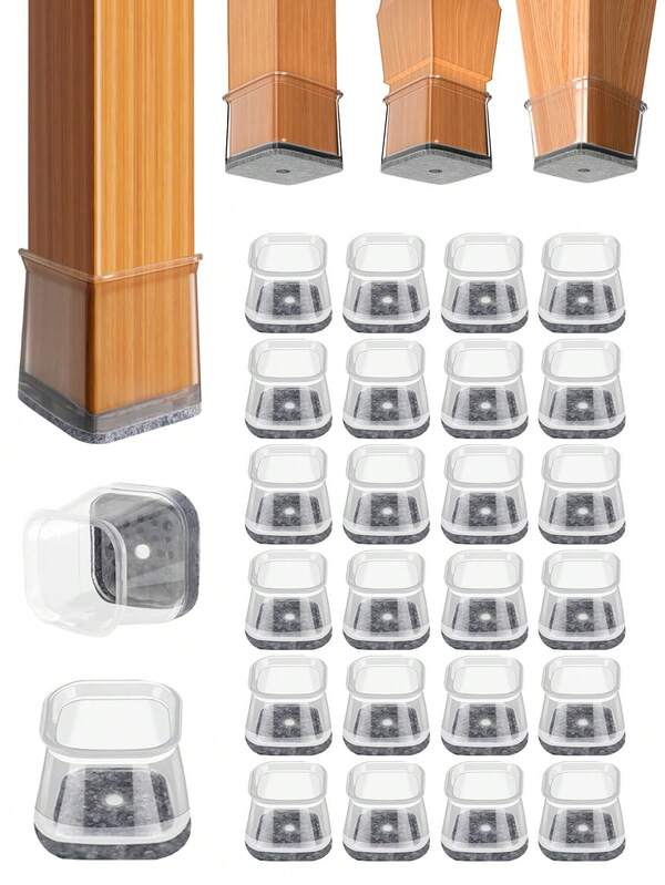 4/8/16/24 piezas Protectores cuadrados para patas de silla, Almohadillas de silicona para muebles para pisos de madera dura, Deslizadores de muebles para patas de silla, Protectores de piso rectangulares para sillas, Tapas antirruido para patas de silla, Protegen el piso y las patas de la mesa de rasguños, Adecuado para comedor, hotel, cafetería (Gris)