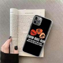 Triathlon Swim Bike Run Phone Cover Compatible With Apple  12 13 Mini 15 Pro Max 11 Pro 14 Plus 16 Pro Max 16E Case Shell Cover Clear TPU P, Cover Compatible With  17 Case,  17 Pro Case,  17 Pro Max Case