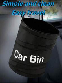 1 Stück kompakter schwarzer zusammenklappbarer Auto-Mülleimer - auslaufsicher, strapazierfähiger Mülleimer aus Oxford-Gewebe mit einfachem Aufhängesystem für Auto, Camping, Picknick und Büronutzung, Auto-Mülleimer