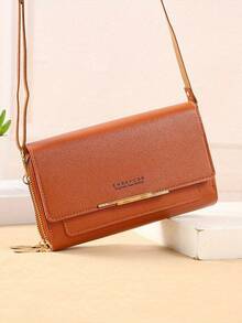 A Lightweight PU Material Women's Crossbody Bag, Fashionable Mini Phone Bag With Multiple Layers Of Zipper Pockets, Fashionable Shoulder Bag For Daily Wear - 彩色 - 查看 13