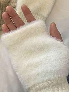 1cp Custom Plush Fingerless Warm Gloves, Custom Name, Women's Gift, Cute Solid Color Warm Hand Warmers, Knitted Elastic Wristband Women's Gift, Suitable For Office, School, Casual Weekend Use - Hand Washable, Knitted Gloves Suitable For Skiing, Custom Knitted Fingerless Gloves, Custom Winter Gloves, Christmas Gift Ideas, Smartphone Compatible Winter Gloves, Custom Winter Gloves