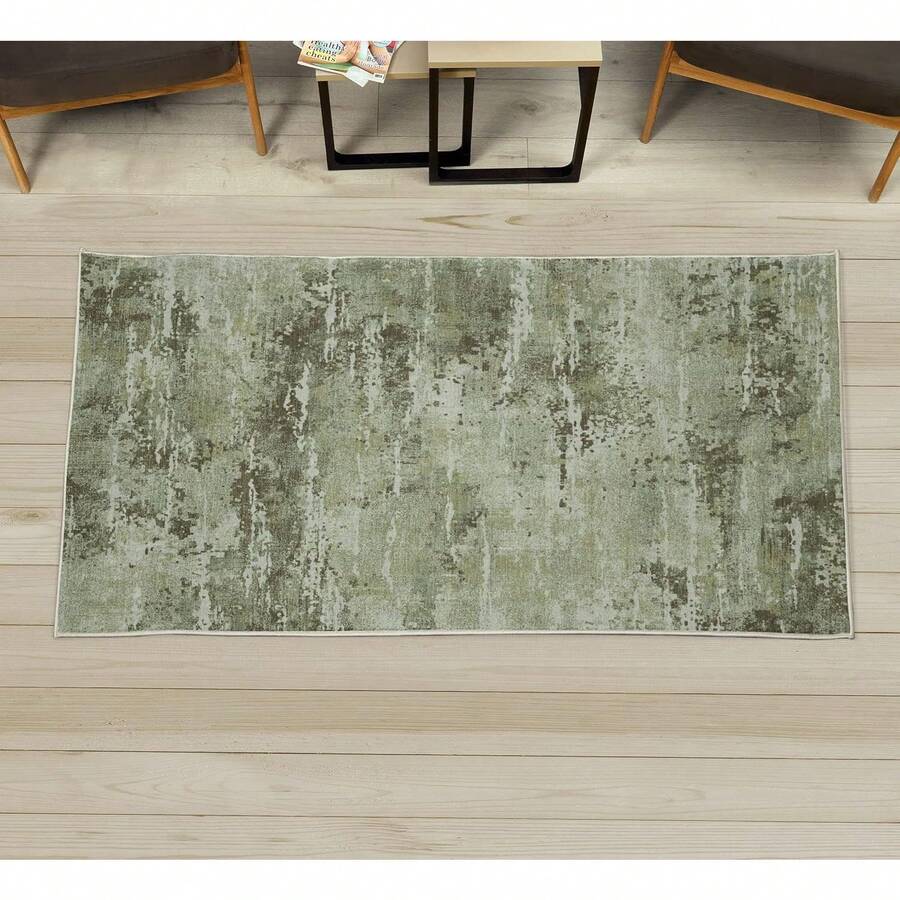 Retro Mid Century Abstract Pattern Rug On Ivory Background, Dark Orange And Reseda Green, 4' X 5' 5", Ideal For Bedroom, Dorm And Living Room - Pale Green - 查看 1