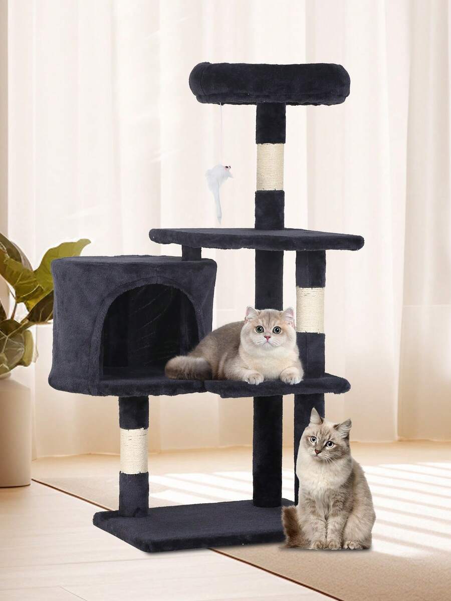 DOPINMIN Cat Tree Tower For Indoor Cats, 37in Cat Furniture Activity Center, Cat House With Sisal Scratching Post, Large Condo - Màu xanh hải quân - Xem 1