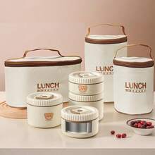 قطعة واحدة من صندوق الغداء المعزول من الفولاذ المقاوم للصدأ 304 بسعة 400/600 مل على شكل دب صغير جميل مع غطاء ومقبض، صندوق محكم الإغلاق ومقاوم للتسرب، يمكن استخدامه في غسالة الأطباق والميكروويف، ويمكن تسخينه بالماء الساخن، حاوية تخزين طعام السلطة والفاكهة، صندوق غداء معزول، مناسب للطلاب والبالغين للاستخدام في المنزل والمدرسة والمكتب والتخييم والنزهات والسفر والعودة إلى المدرسة